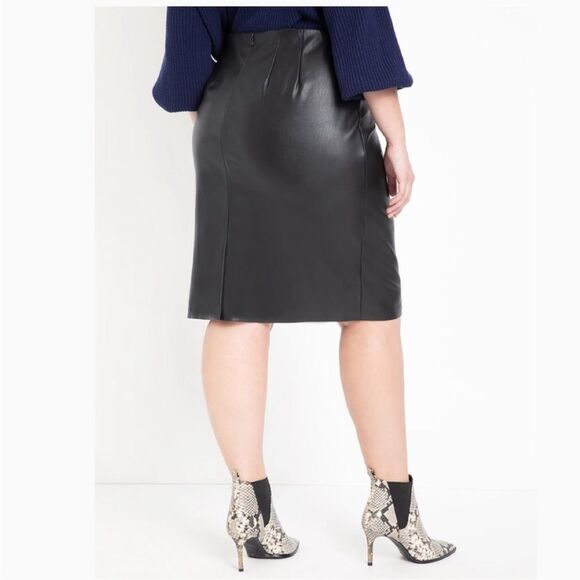 NWT Eloquii High Waisted Black Faux Leather Pencil Skirt Plus Sz 22 - Picture 3 of 11